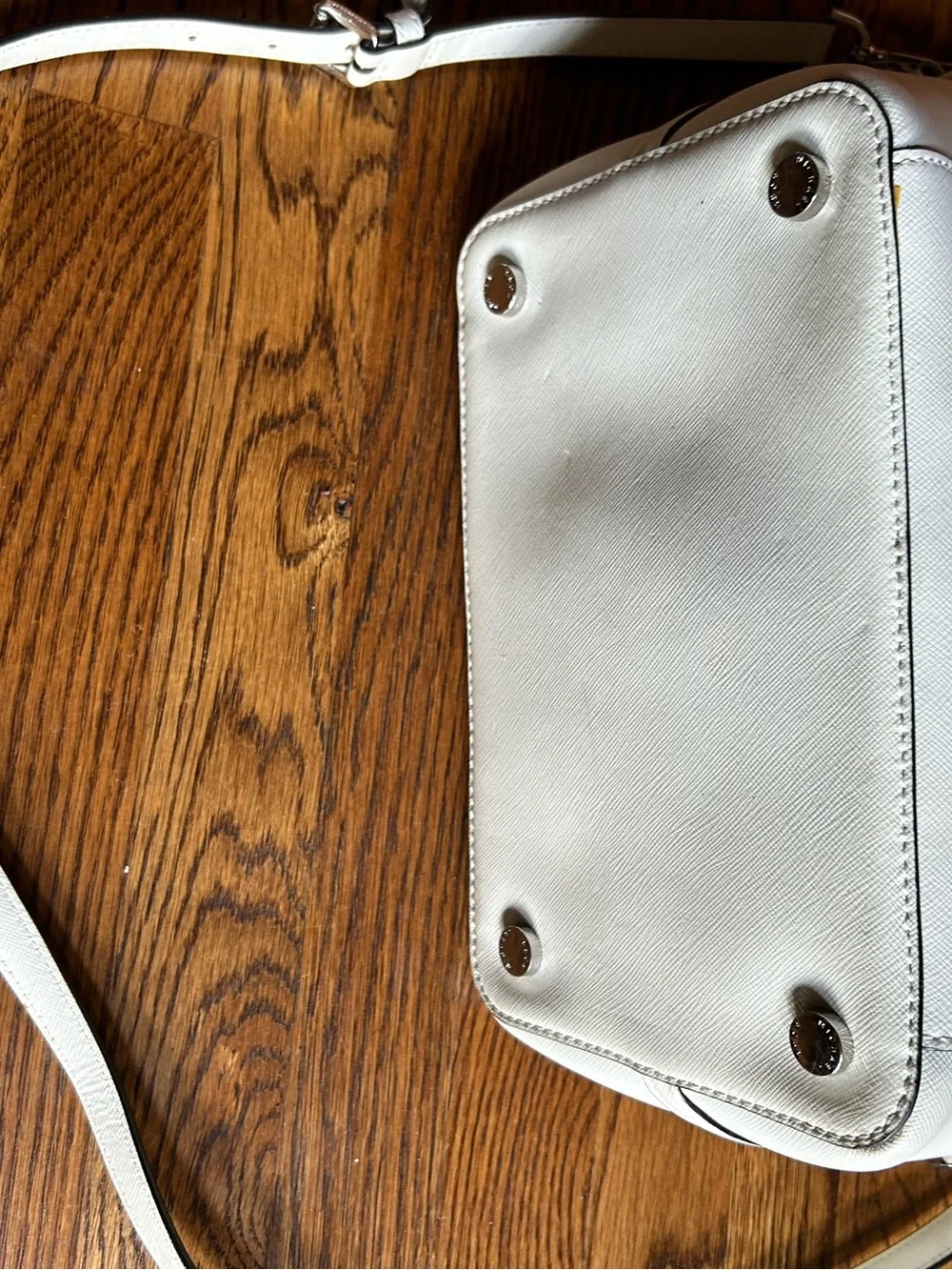 Michael Kors White Saffiano Leather Tote with Blue Interior Trim